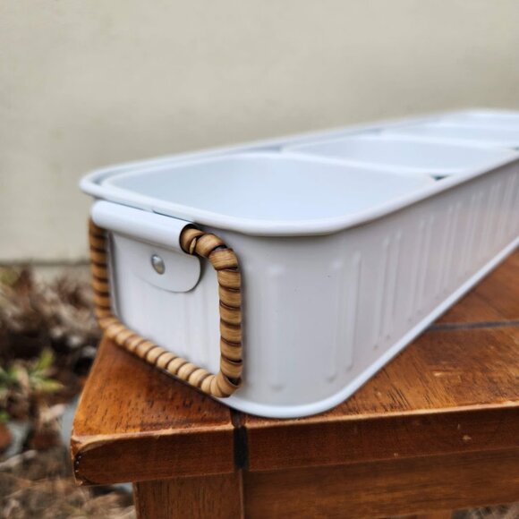 NEW Better Homes & Gardens Galvanized Bowls Tray Rectangle Condiment Tray Set 4 - Picture 5 of 9